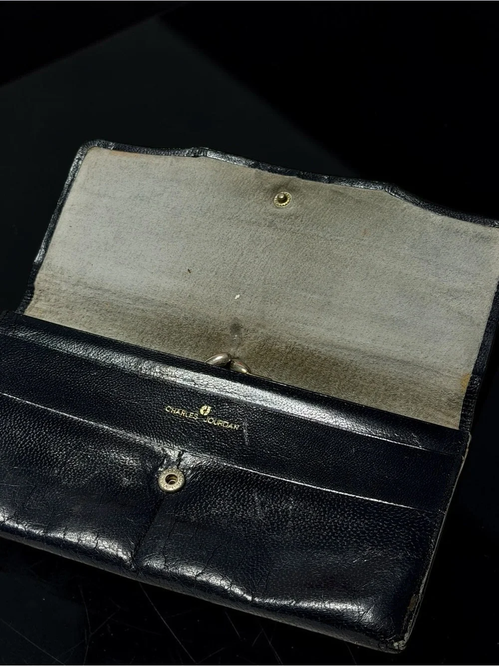 Charles Jourdan Black Leather Wallet Vintage French Designer Quiet Luxury